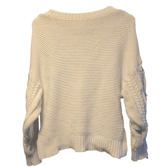 Charli white fringe sleeve knit sweater size Large - Picture 2 of 7